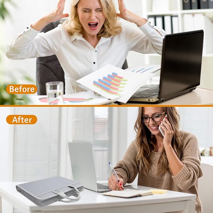 File Organizer Fireproof Expanding Accordion File Folder with Zipper Labels13 Pockets Document Organizer Holder Storage Box Bag for Business Office Receipt Home Travel