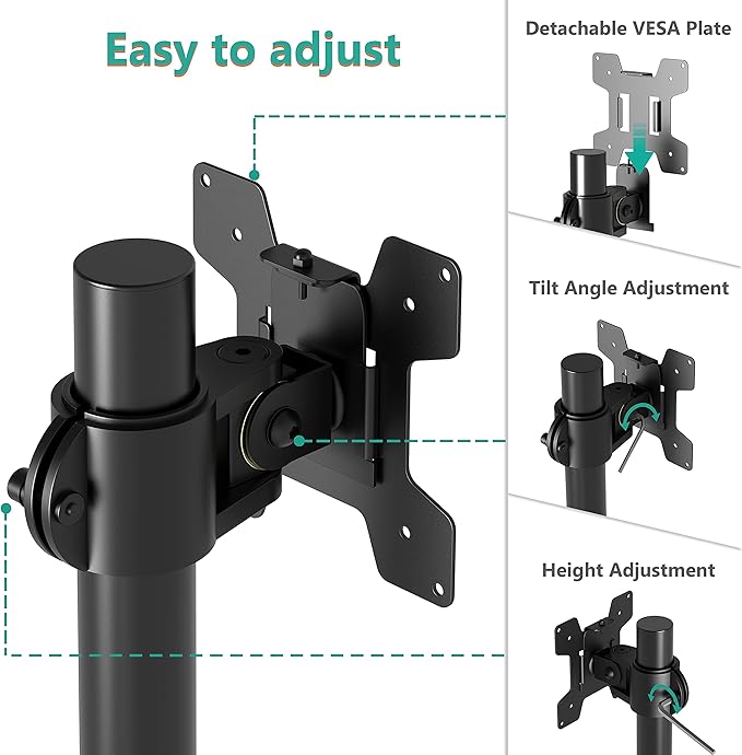 WALI Single Monitor Mount, Monitors Desk Mount, Single Monitor Arm Holds Screen Up to 32inch, 22lbs, Fully Adjustable Mount Designed for Home Office Application(M001S), Black