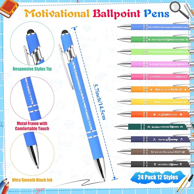 24 Sets Employee Appreciation Gifts Bulk Coffee Cup Sticky Notes with Inspirational Pens, Funny Notepads Motivational Ballpoint Pen Christmas Gifts for Coworker Teacher Nurse Office Supplies