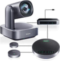 Tenveo 4K PTZ Conference Room Camera System, AI Auto-Tracking 12X Optical Zoom USB3.0 HDMI PTZ Camera and Bluetooth Speakerphone with 2 Expansion Mics Kit Wide Angle for Large Room Meetings