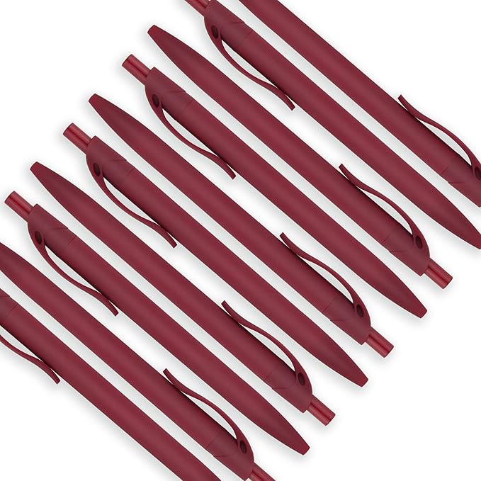 Deegtran 100 Pack No Bleed Red Barrel Click Pens, Wholesale Retractable Ballpoint Pens, Medium Point, Smooth Ink, 1.0MM Black Ink