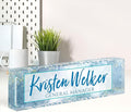 Name Plate for Desk, Desk Name Plate Personalized, Office Decor for Women Men, Acrylic Desktop Accessories, Office Appreciation Gifts for Boss Social Workers Nurse Teacher Employee (Blue Marble)