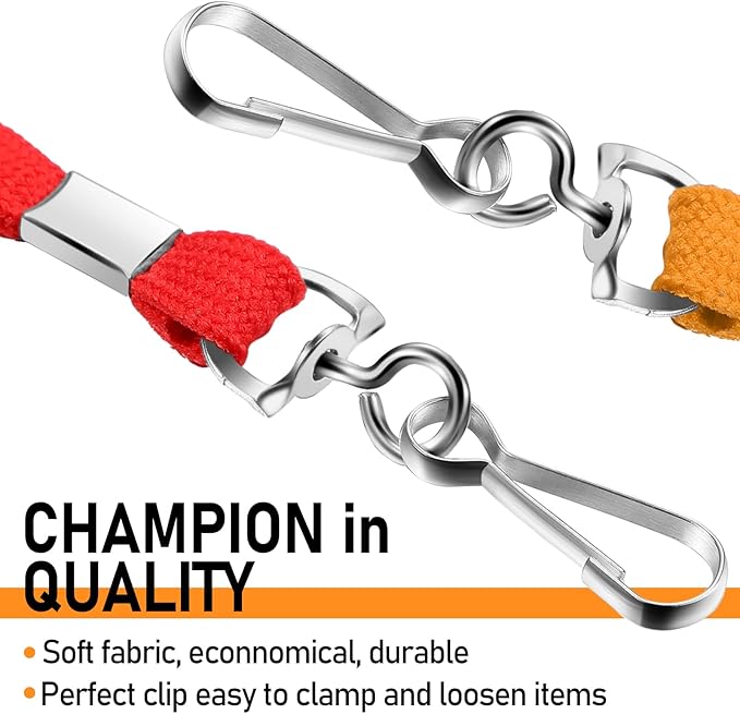 Epakh 200 Pcs Lanyards Bulk for ID Badges Assorted Colors Flat Badge Neck Lanyard with Swivel J Hook Clip for Student Teacher