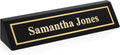 Providence Engraving Personalized Wood Desk Name Plate for Office with Custom Laser Engraved Piano Finish Desk Wedge in Black, 2x10