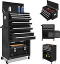 13-Drawer Tool Chest with Tool box and wheels, Large Detachable Tool box with Sliding Drawers, Mechanic Storage Cabinets, Metal Tool Cart for Garage Workshop (BLACK)