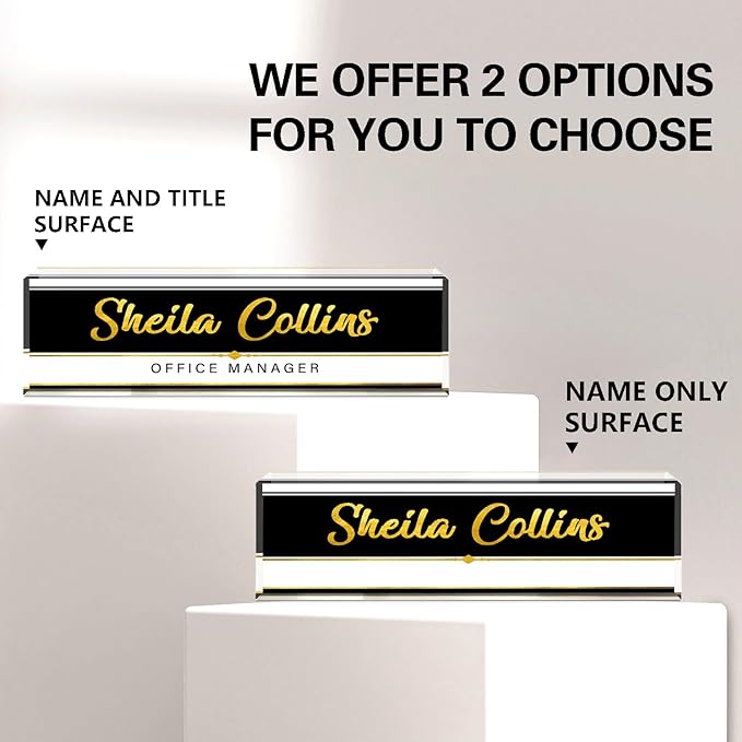 Custom Name Plate for Desk, Employee Appreciation Gifts, Office Decor, Acrylic Personalized, Accessories, Funny Gifts for Coworkers Boss Teacher (Black/White B)