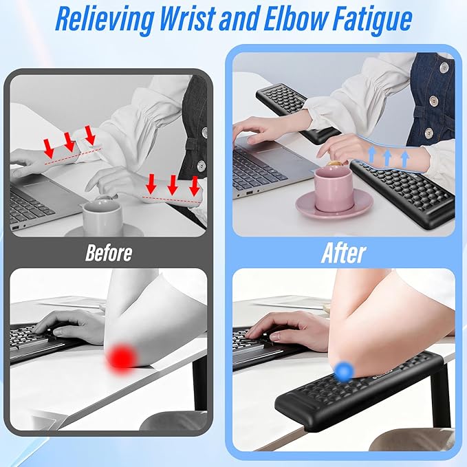 ELZO Desk Elbow Pads (2-Pack) L-Shaped Rest for Desk, Ergonomic Arm Rest Support, Memory Foam Desk Edge Cushion for Palm, Wrist & Forearm, Prevents Elbow & Wrist Strain