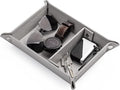 BONNY DODO Valet Tray for Men PU Leather Tray Organizer with Partition, Storage Keys, Watch & Practical Storage for Table Nightstand Living Room Bedroom (Gray)