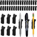 40 Pack Adhesive Pen Holder Clips, Silicone Pencil Holders for Desk, Wall, Whiteboard & Office Organization, Fits Markers, Pens, Pencils (40 Count, Black)