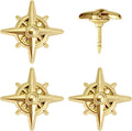Compass Push Pins - Gold Metal Compass Rose Pins - for Cork Board, Maps, or Lapel Pin Use - Designed in USA - Set of 4