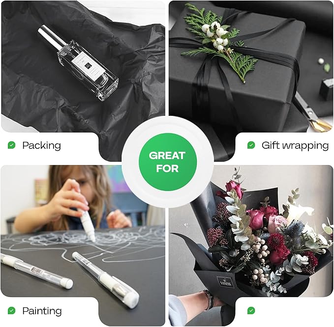 Black Kraft Paper Roll 18" x 1200" (100 feet) with Cutter - USA-Made Gift Wrapping Paper for Packing, Moving, Shipping & Crafts/Arts - 100% Recyclable Natural Craft Material by IDL Packaging