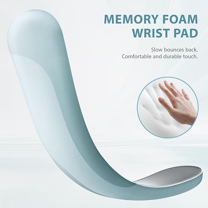 Ospelelf Wrist Rest for Keyboard and Mouse Ergonomic Mouse Pad with Wrist Support Memory Foam Wrist Rest for Computer Keyboard,3-in-1 Gel Mouse and Keyboard Pad for Office Geometry Green