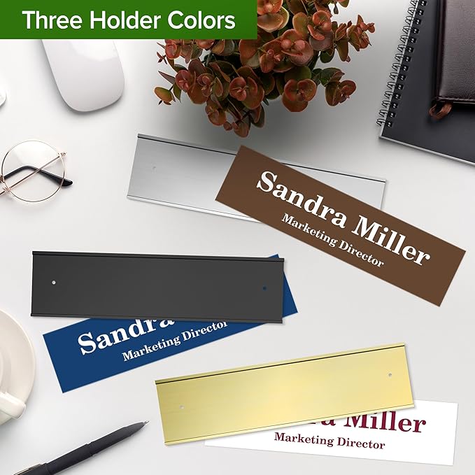 My Sign Center Custom Desk/Wall Name Plate - Personalized, Laser Engraved, 2" x 8", 18 Color Options, Made in USA