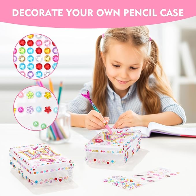 1PCS Clear Pencil Case, Plastic Pencil Box, Large Crayon Box, Craft Organizers and Storage, School Supplies for Boys and Girls with Stickers and Kit (Letter A Set)