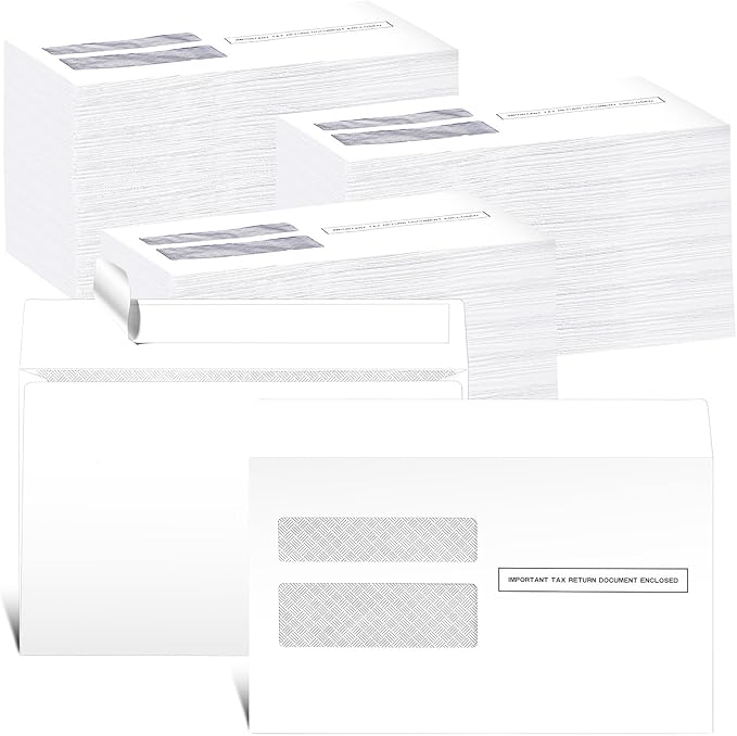 Sayglossy 500 Pcs W2 Envelopes 2025 Double Window Self Sealed Tax Security Envelopes, 9-1/4" X 5-5/8"