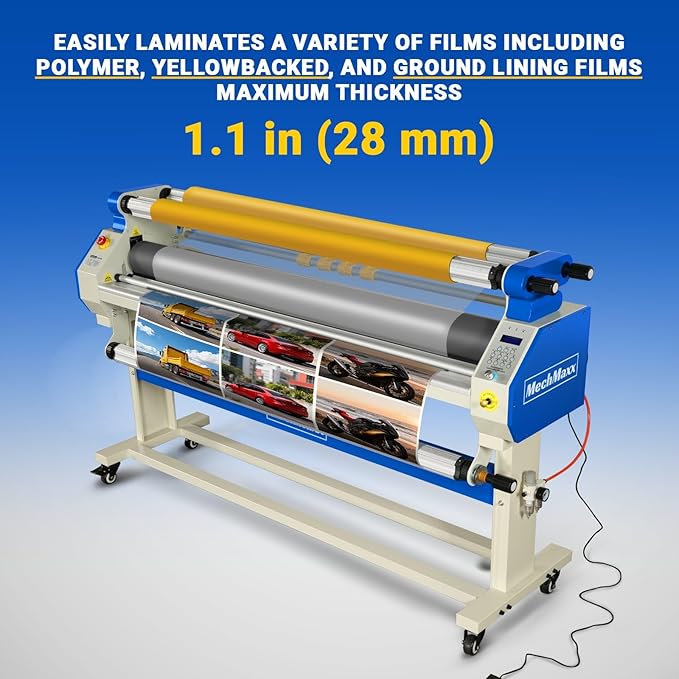 65" Full-Auto Cold & Heat Assisted Laminator Machine with 4 Trimmers, Max Speed 40ft/min, 63" Max Width, 1.1" Max Thickness, Infrared Heating, Digital Control for Vinyl Graphics, Inkjet Prints,1700-B1