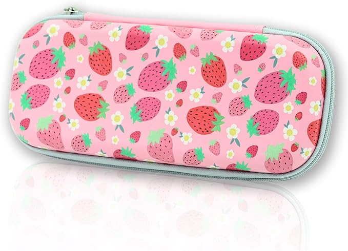 Pink Strawberry Pencil Box Zip Pencil Case for Boys Girls School Organizer Pencil Bag Large Capacity Pencil Pouch