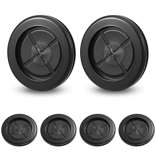 6pcs Desk Cord Hole Cover, Desk Grommet for 1-1/2" Drill Hole, Rubber Grommet for Wiring, Firewall Rubbers Grommets for Wire Protection, Black