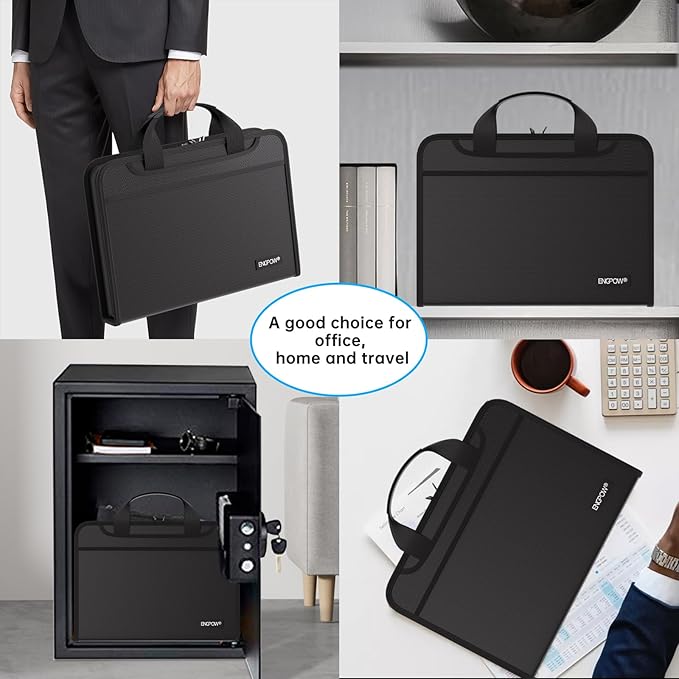 ENGPOW Accordion File Organizer,Fireproof Expanding File Folder with Multi Pockets,13 Colorful Pockets Document Organizer with Handle & Labels,Portable Home Travel Safe Storage for Letter A4 Files