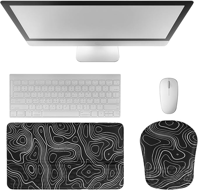Keyboard Wrist Rest -Ergonomic Ergonomic Mouse Pad and Keyboard Wrist Rest- with Carpal Tunnel Pain Relief Massage Bumps and Full Memory Gel Design - Ideal Frequent Computer (Line)