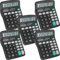 5 Pack Calculator Bulk, 12 Digits Calculators Desktop with Large LCD Display and Sensitive Butto, Solar and Battery Dual Power, Desk Calculator for Office, School, Home