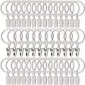 AMZSEVEN 40 Pack Curtain Rings with Clips, Drapery Clips with Rings, Drapes Rings 1.26 in Interior Diameter, Fits up to 1 in Curtain Rod, White