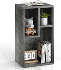VECELO 3-Cube Open Bookcase, Small Bookshelf with Height Difference Shelves for Most Books, Horizontal Available, 2-Tier Storage Organizer for Home Office, Living Room, Grey