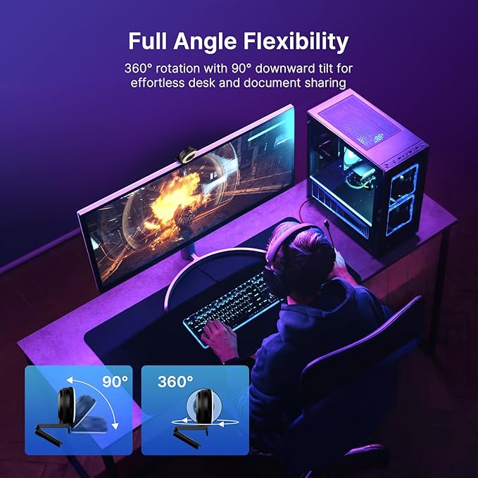 NexiGo N680E Pro, 4K UHD Streaming Webcam with Ring Light, PDAF Autofocus, 1080P@60FPS, 2 Noise?Canceling Mics, Privacy Cover, USB Camera for Zoom/Teams/Twitch/Google Meet