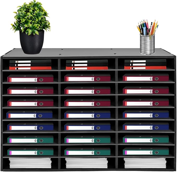 Literature Organizer 27 Slots Compartments Desktop File Sorter Mail Center Paper Storage Cabinet Home & Office Mailbox School Classroom Keepers