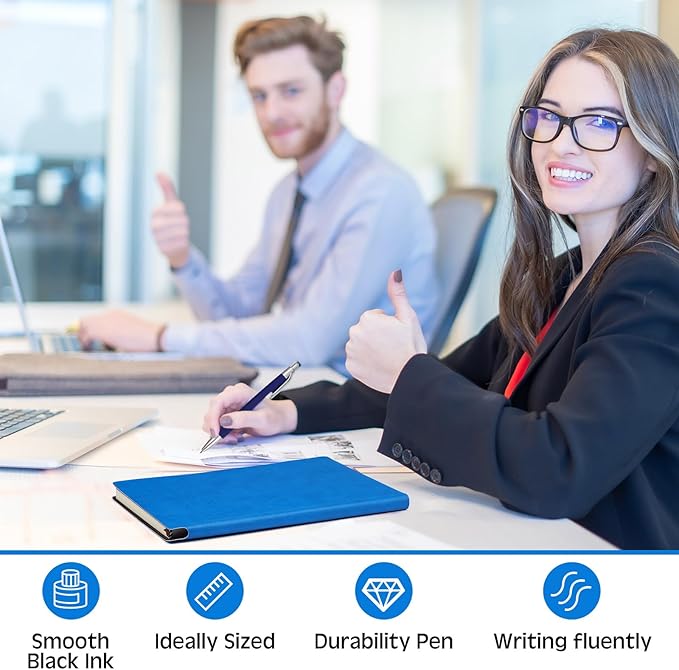 Kolldenn 50 Pack Notebooks Journals Bulk with 50 Pens A5 Softcover Notebooks Waterproof School Notebooks Leather Ruled Journal with Pen for School Business Work, 200 Pages, 5.7" x 8.3" (Blue)