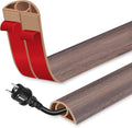 Floor Cord Cover for Wires on Floor Self Adhesive Cord Hider Floor Cable Management Wire Covers for Cords Protector Prevent Cable Trips Cord Cavity W 0.32" x H 0.32", Grayish Brown Wood, 20Ft