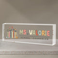 Personalized Name Plate for Desk, Custom Desk Name Plate, Acrylic Name Plate Office Desk Accessories, Personalized Office Gifts for Coworkers Teachers, Employee Appreciation Gifts (C-Teacher)