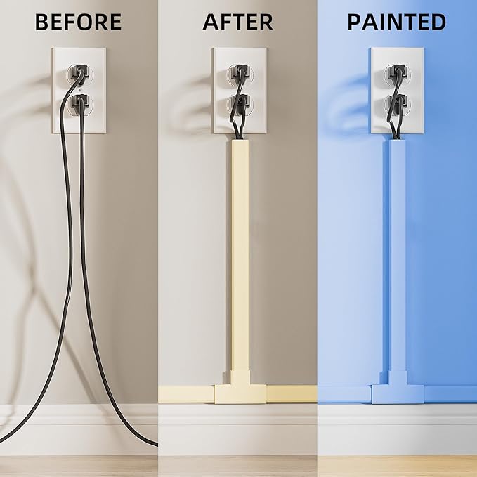 Delamu 142in Beige Cord Hider Cable Hider, Cord Covers for 2-3 Wires on Wall, Premium Wire Hiders Wire Covers for Cords on Wall, Easier Setup TV Cable Cover Management Kit, W0.94 H0.47in, Beige