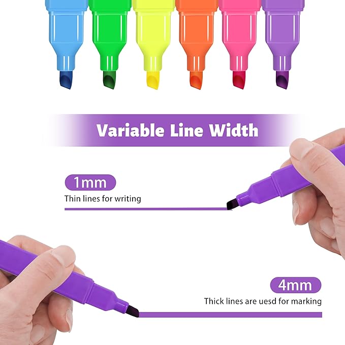 Piochoo Highlighters,12pcs Aesthetic Pastel Highlighters, Chisel Tip Book Highlighter, Cute Pens with Chisel Tip, No Bleed Bible Highlighter Assorted Colors