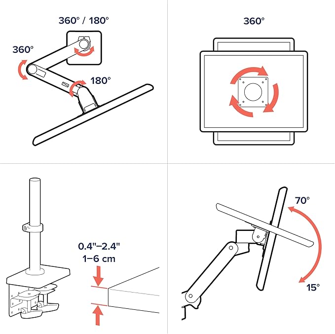 Ergotron – Upgraded LX Pro Premium Vertical Stacking Dual Monitor Arm, VESA Desk Mount – for 2 Monitors Up to 24 Inches, 4 to 22 lbs Each – Matte Black