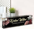Name Plate for Desk, Desk Name Plate Personalized, Office Decor for Women Men, Acrylic Desktop Accessories, Office Appreciation Gifts for Boss Social Workers Nurse Teacher Employee (Black/Flowers)