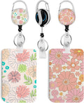 2 Pack Flower ID Badge Holder with Heavy Duty Retractable Reel Keychain for WomenStudents,Teachers, Nurses, Office Use 5