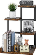 YMYNY Desktop Shelf Organizer, 4 Tier Storage Display Rack, Desk Shelf Organizer Small Bookshelf with Metal Frame for Office, Books, Plants, 12.2" x 9.45" x 17.52", Rustic Brown Black UHSR007H