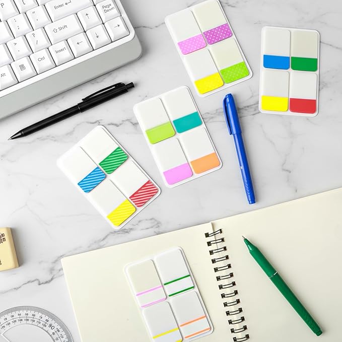 400 Pcs Sticky Index Tabs Colored Sticky Tabs Writable and Repositionable File Tab Self Adhesive Colored Page Markers Labels for Reading Notes Books Book Binders Papers Documents Classify Files