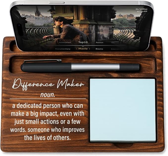 Difference Maker Bosses Day Gifts for Women Men Manager Funny Office Decor for Women Wooden Sticky Note Holder National Boss Day Decorations Gifts for Leader Men Coworker Office Desk Decor A 02