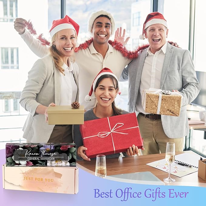 Custom Office Name Plate, Personalized Gifts for Women & Men, Appreciation Gifts for Employees, Office Desk Accessory (Night Flower)