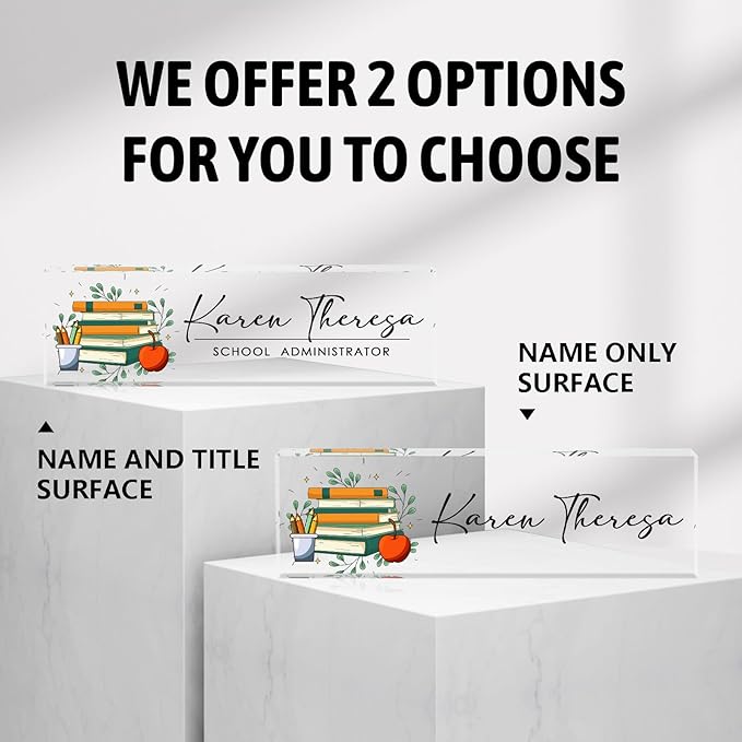 Custom Office Name Plate, Personalized Gifts for Women & Teachers, Office Desk Accessories