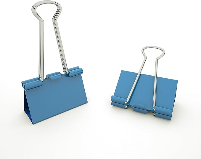 Nctinystore Binder Clips Medium Metal Clamp 1.25 inch / 32 mm (Blue, 24-PCS)