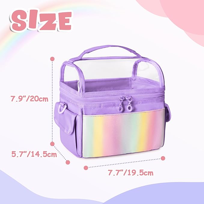 Marker Organizer Case for up to 72 Markers, Marker Storage Bag with Detachable Divider and 3 Extra Pockets, PVC Top Easy Find Your Need, Handle and Shoulder Strap, Purple (Case Only)