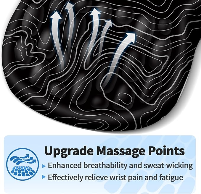 YIWEI Ergonomic Mouse Pad with Wrist Rest - Comfortable Office Mousepad with Memory Foam Wrist Support for Carpal Tunnel Relief, Mouse Pads with Non-Slip Base for Gaming and Home (Topographic Map)