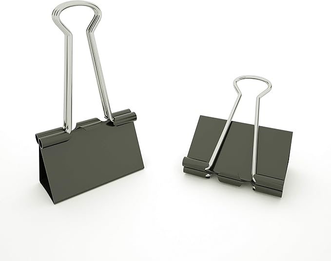 Nctinystore Binder Clips Medium Metal Clamp 1.25 inch / 32 mm (Black, 24-PCS)