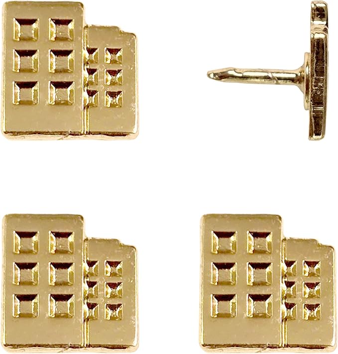 Building Push Pins - Gold Metal Building Pins - for Cork Board, Maps, or Lapel Pin Use - Designed in USA - Set of 4