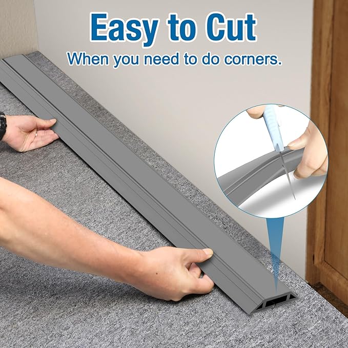 Eapele Floor Cord Cover 6.5ft Cord Covers for Wires on Floor, Heavy Duty Extension Cord Cover, Rubber Floor Cable Cover, Prevent Trip Hazard for Sidewalk Home Office Outdoor or Indoor Settings (Beige)