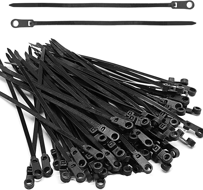 Zip Ties with Screw Hole 150 Pcs, 6 inch 48lbs Electrical Cable Ties Straps, Mount Head Plastic Ties Multipurpose Heavy Duty Nylon Zip Tie for Indoor & Outdoor (Black)