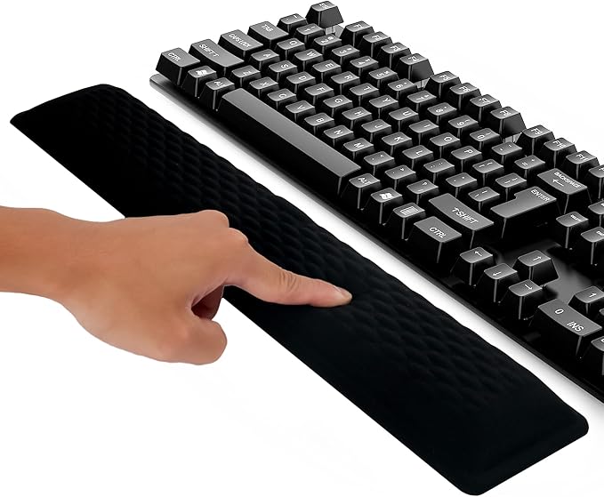 Keyboard Wrist Rest Black, Extra-Wide Ergonomic Memory Foam Wrist Rest Arm Cushion, Soft Non-Slip Wrist Support Pad for Computer, Laptop & Desk | Pain Relief & Typing Comfort for Office & Gaming